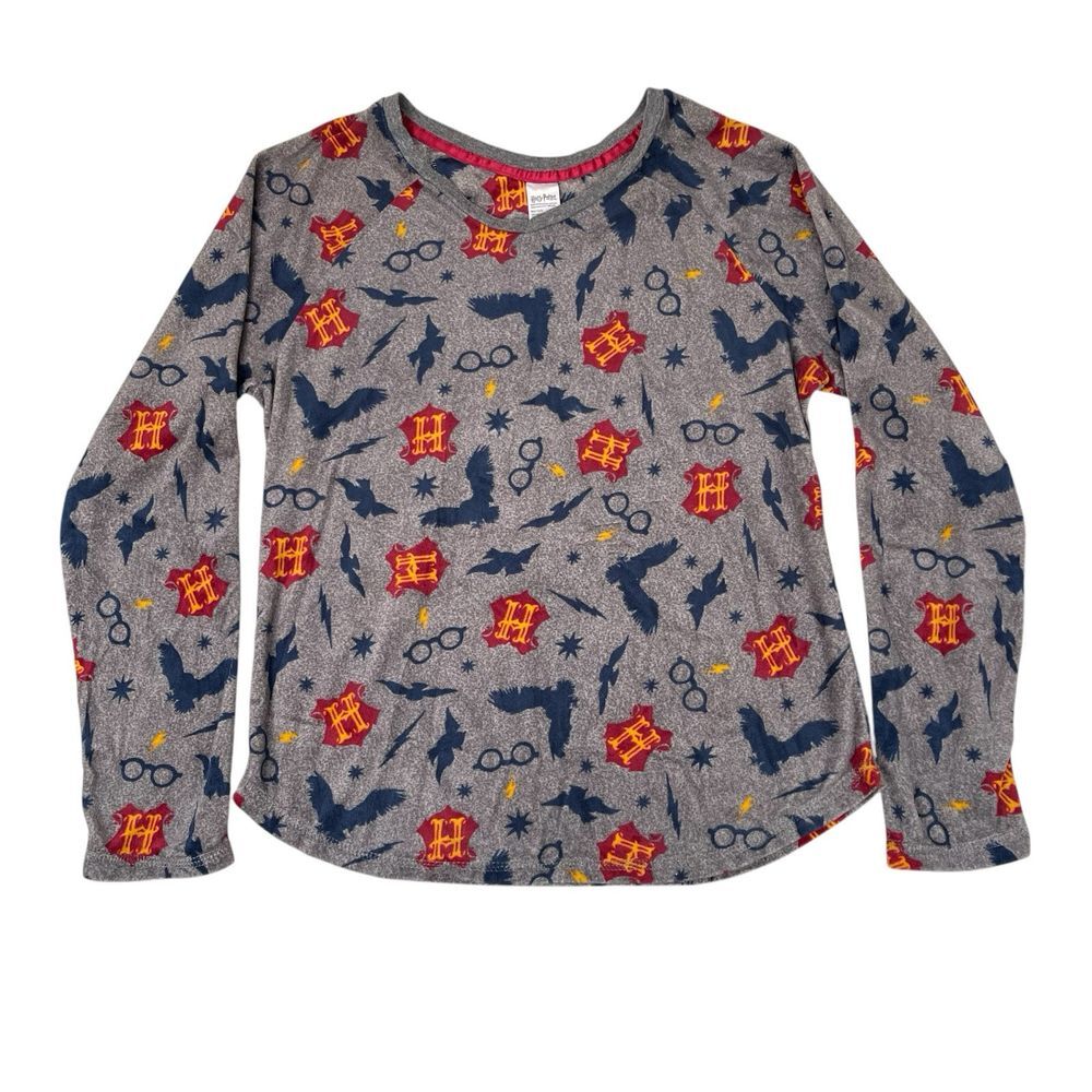 Harry Potter Shirt Womens Small Gray‎ Velour Sleepwear Pjs Sweater Plush Velour